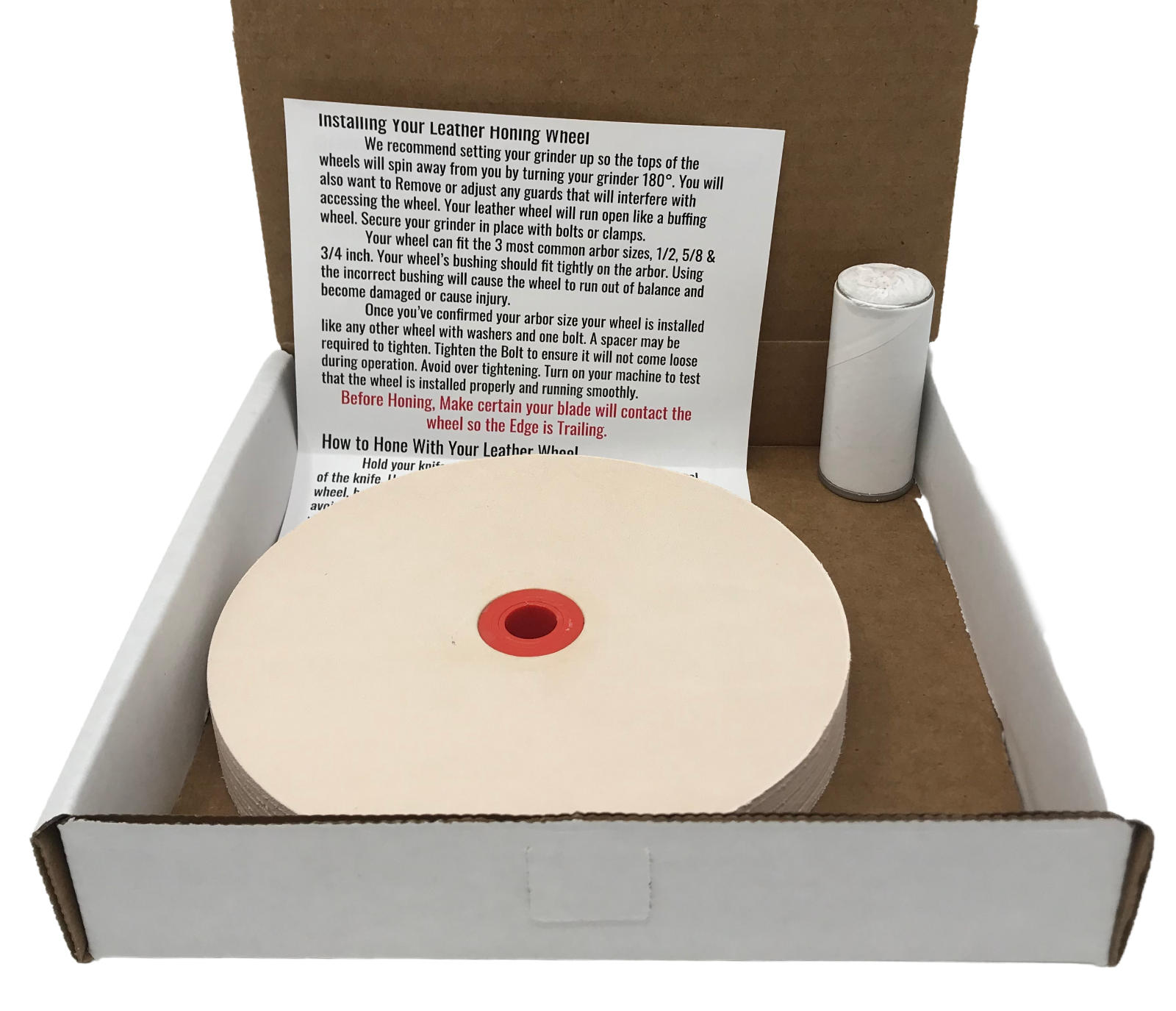 6" (3/4" Width) Leather Honing Wheel Includes Compound fits Multiple Arbors USA