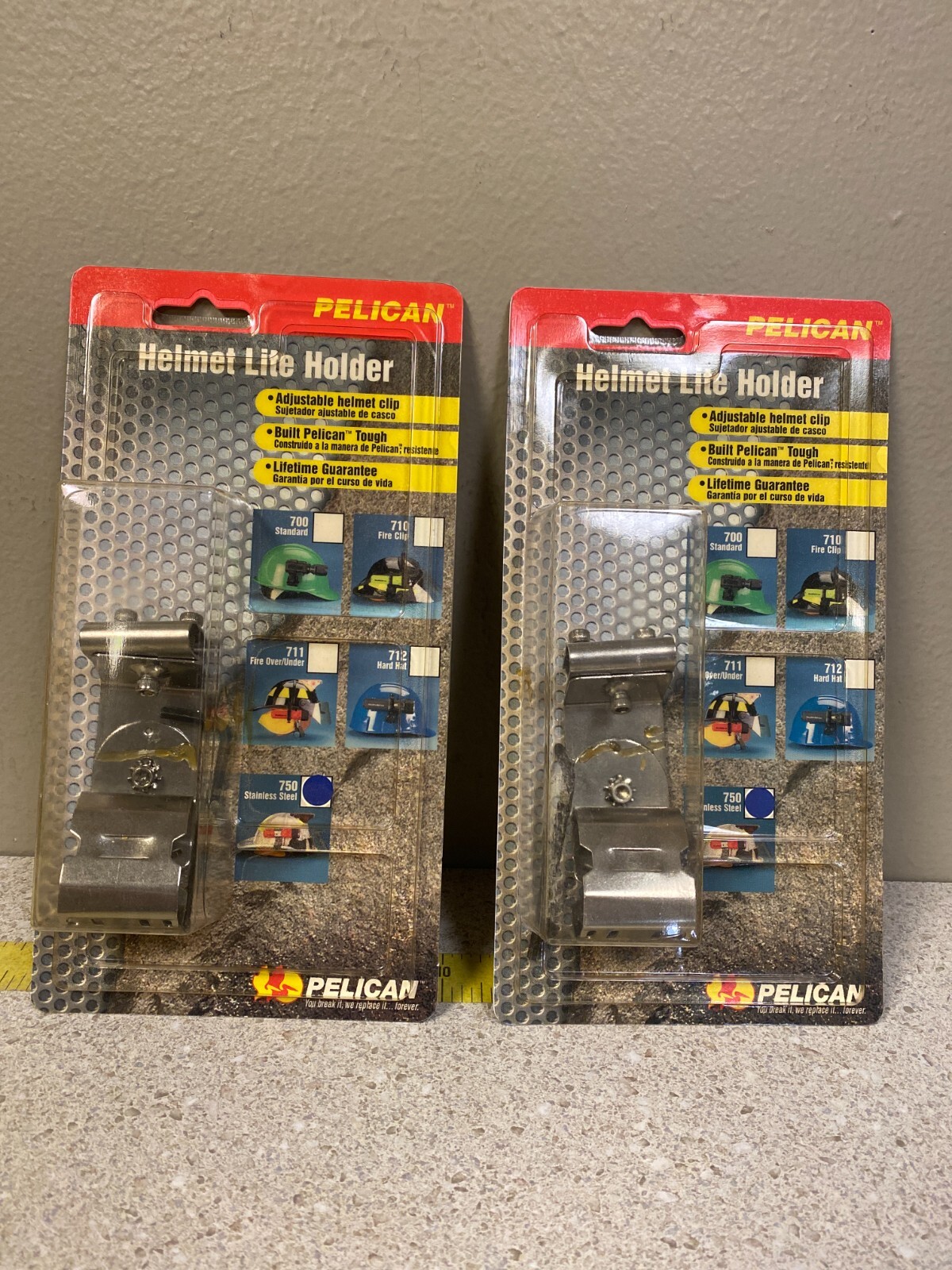 Set of 2, Pelican 750 Helmet Lite Holders for Fire Helmets or Hard Hats