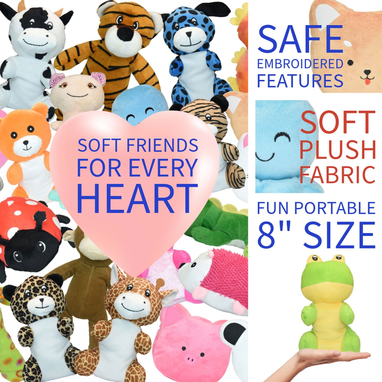 100 Pc Bulk Stuffed Animals 7-9 inch - Kids Prizes, GiveAways, Party Favors