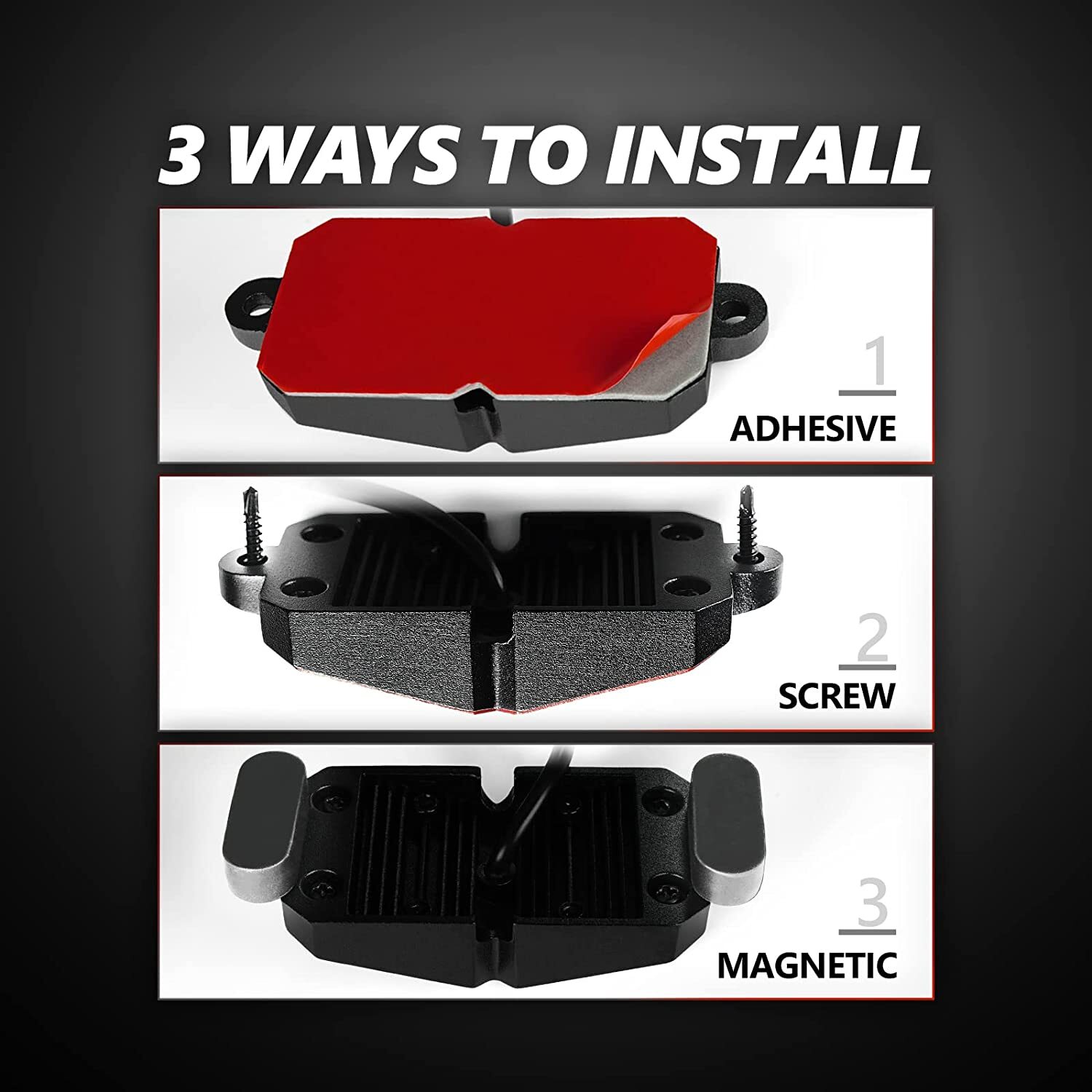 4Pods LED White Rock Light w/ 8 Magnet Offroad Truck Car Underglow OPT7 Photon