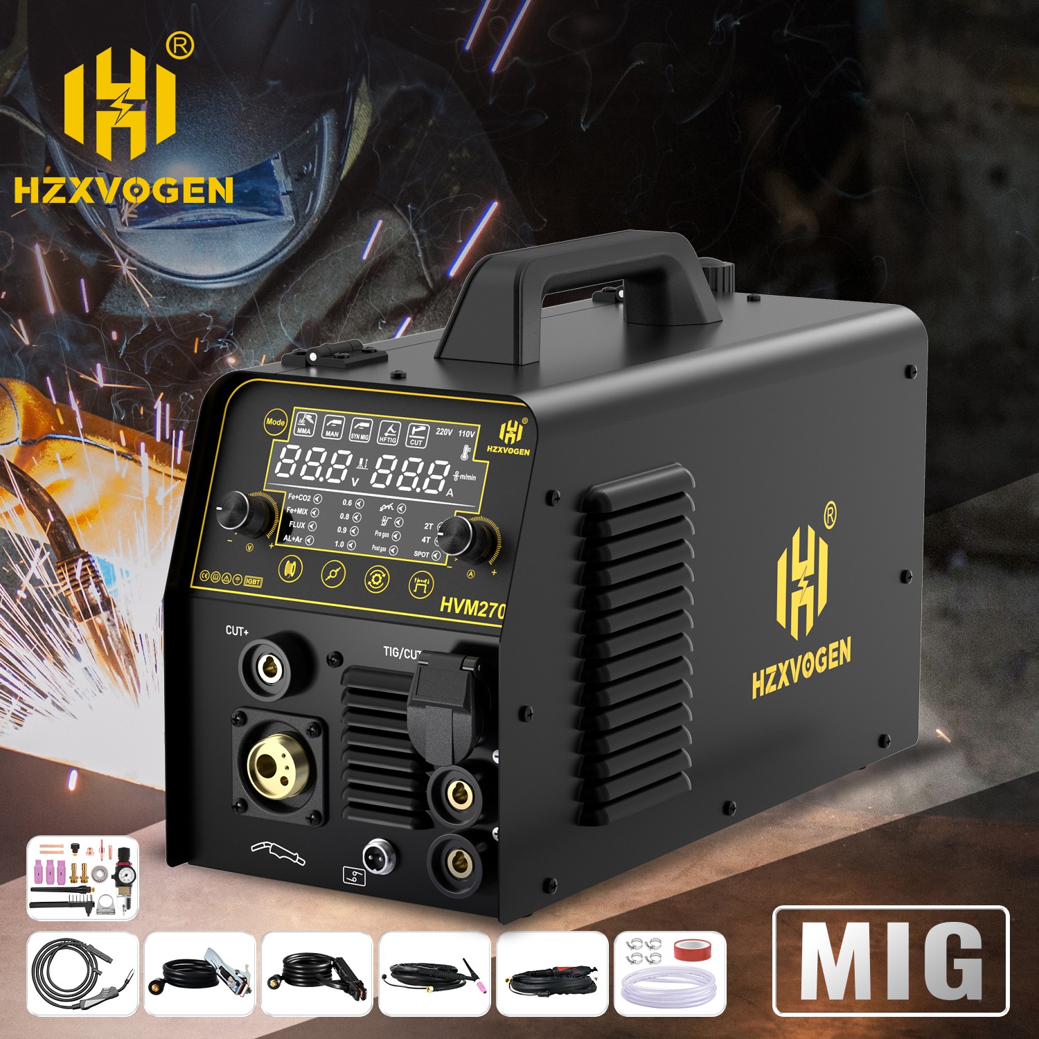 220V 250A Aluminum Welding Machine,6in1 Spot/MIG/TIG/MMA/Cut Multiprocess Welder