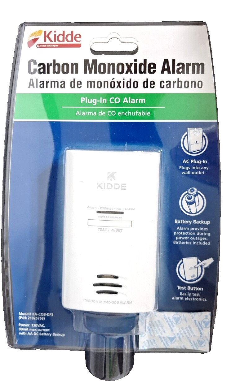 Kidde KN-COB-DP2 Carbon Monoxide Alarm AC Powered Plug In w/ Battery Backup New