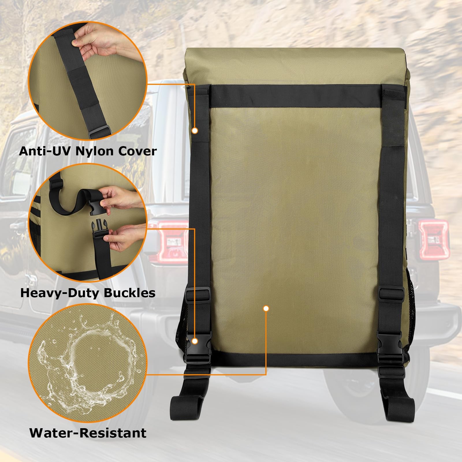 Spare Tire Trash Bag, Offroad Spare Tire Storage Bags Heavy Duty Truck Tailga...