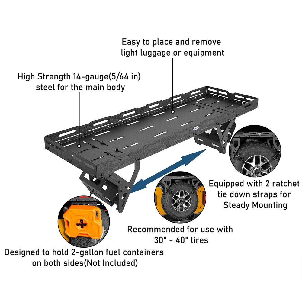 Spare Tire Mount Utility Cargo Basket Storage Carrier Fits for 30" to 40" Tire