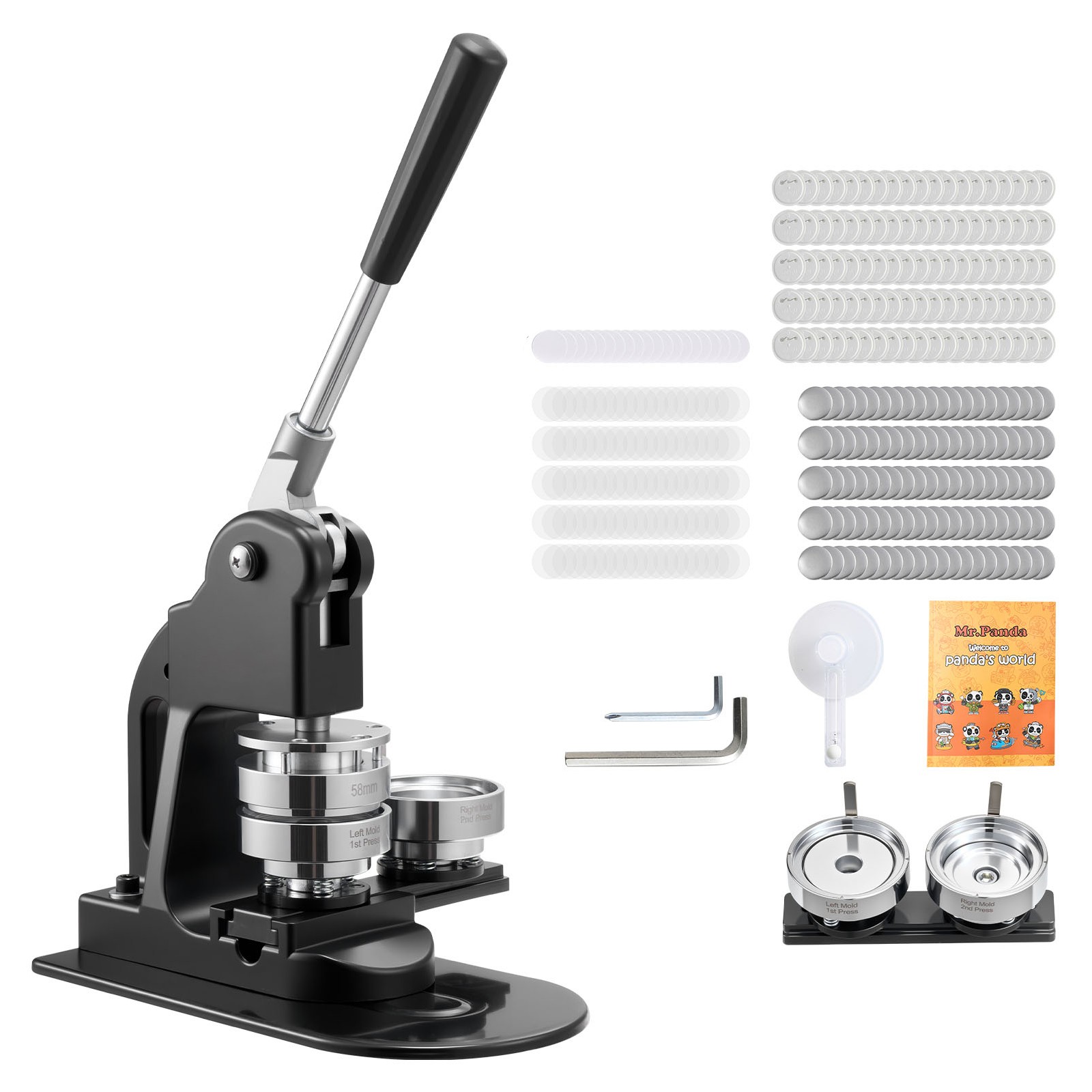 Uimoso Button Maker Machine with 2.25 in Mold and 500 Button Components, Black