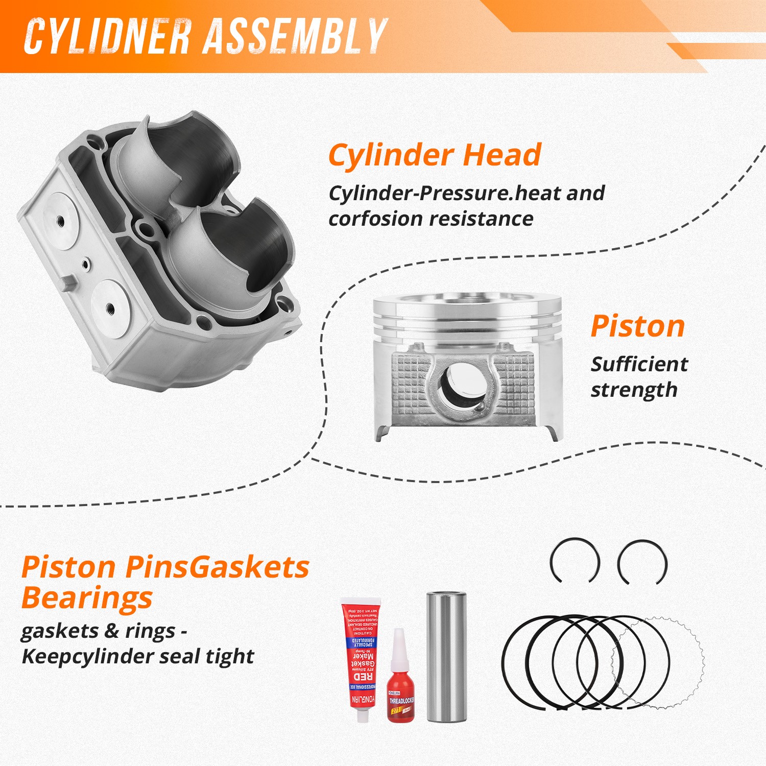 For Polaris Sportsman Ranger XP 700 Cylinder Pistons Gasket Top End Rebuild Kit
