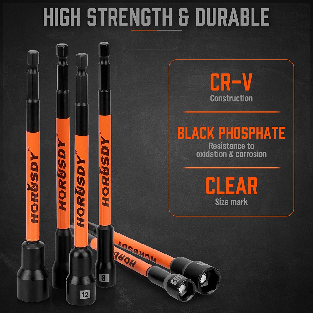 18PC Impact Magnetic Nut Drivers Set SAE & Metric Extra Long 1/4" Hex Shank Case