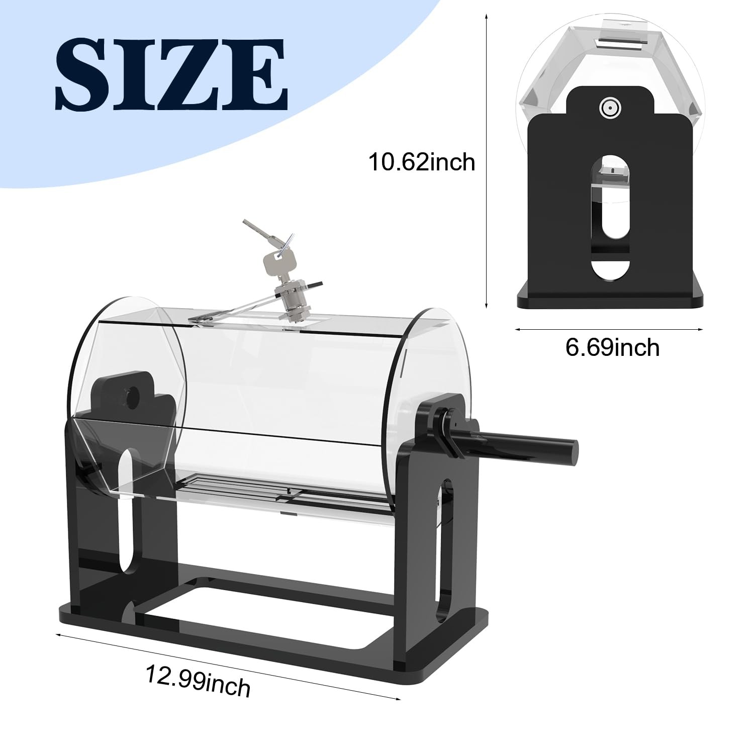 Raffle Ticket Spinner Raffle Drum: Acrylic Rotating Lottery Box with Handle (...