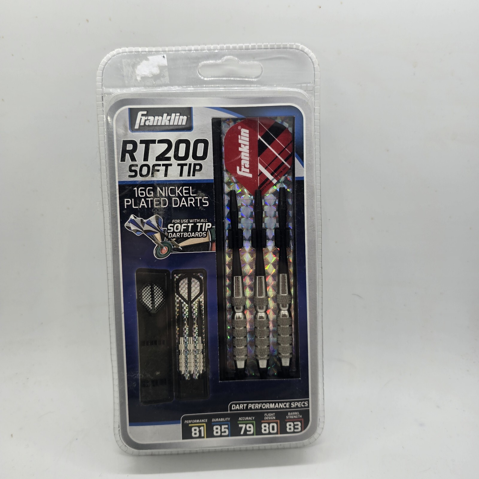 FRANKLIN RT200 SOFT TIP 16G NICKEL PLATED BLACK DARTS with CASE Unopened