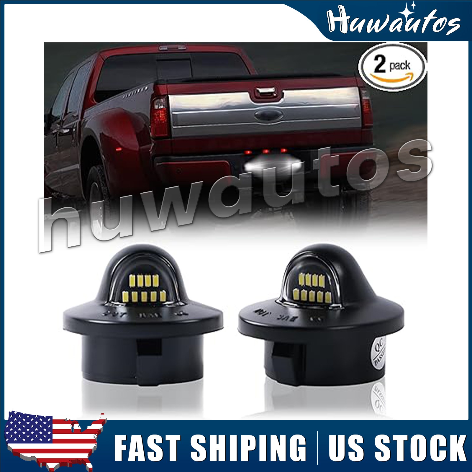 2X LED License Plate Light Rear Bumper Tag Assembly Lamp For Ford F150 F250 F350
