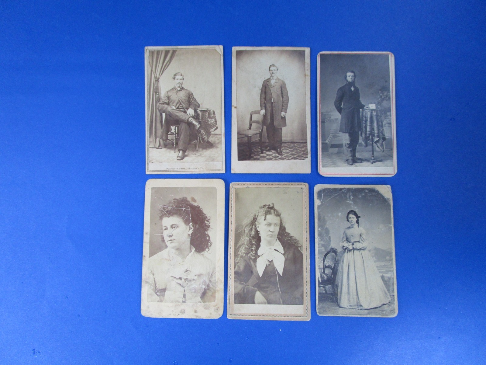 Antique Civil War Era CDV Portraits of Ladies & Gents; Some Tax Stamps