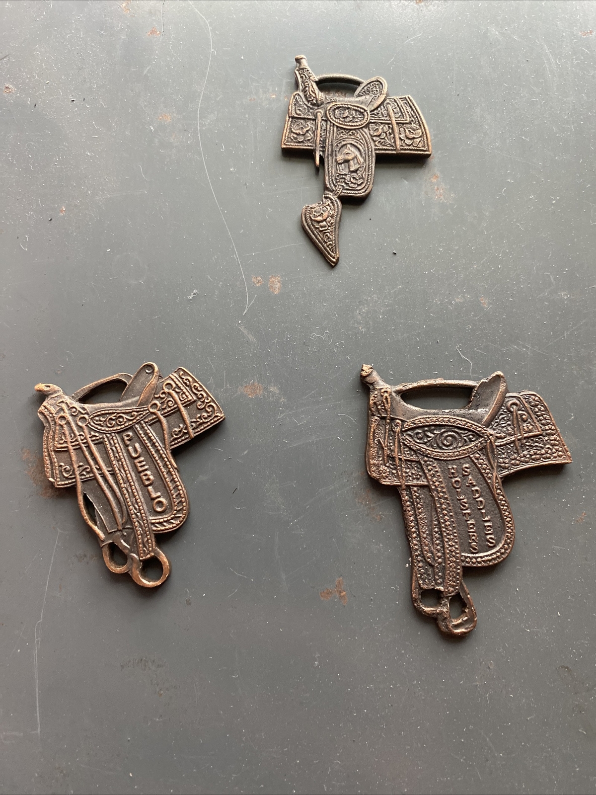 Saddle Pocket Watch FOB Set Pueblo Colorado El Paso Texas Nevada Cowboy Horse x3