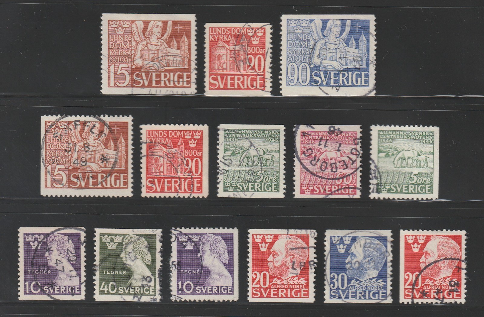 1946 Sweden Commemoratives, Used, Scott # 369-382, 14 Different, Complete Set
