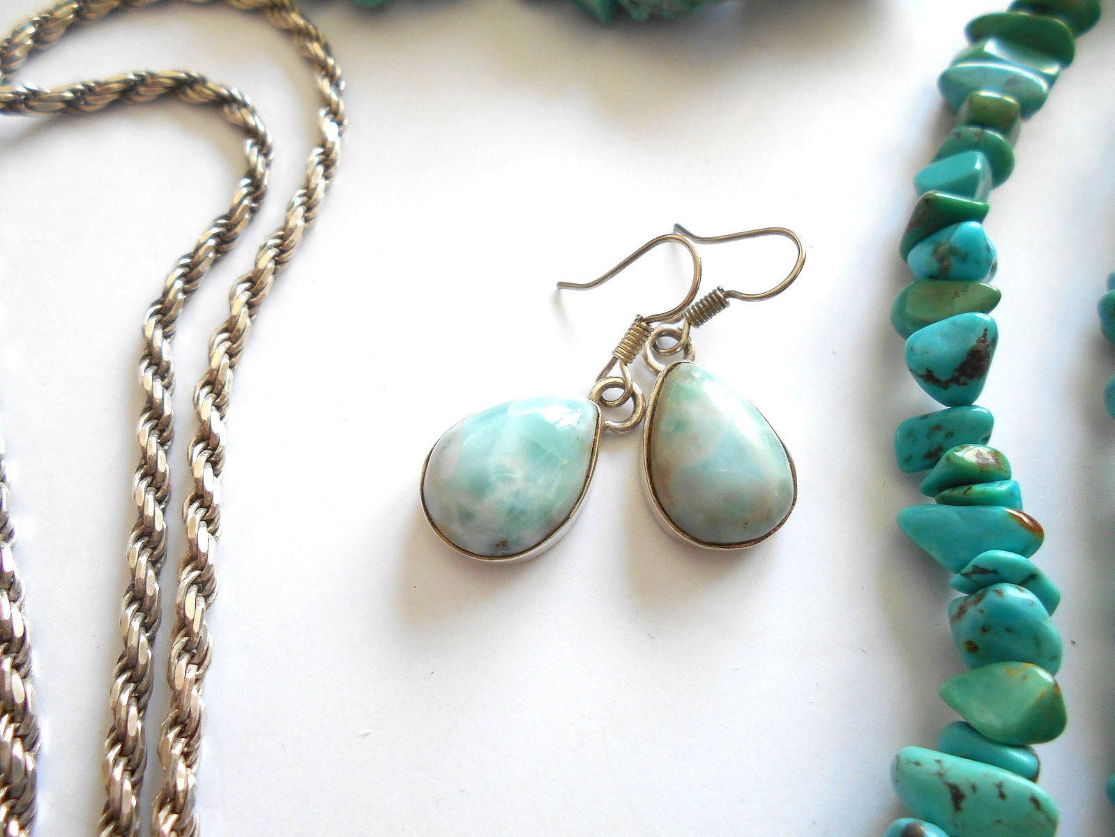 Lot of 8 Pieces Sterling Turquoise, Lapis, Larimar Jewelry Lot #5 130 Grams