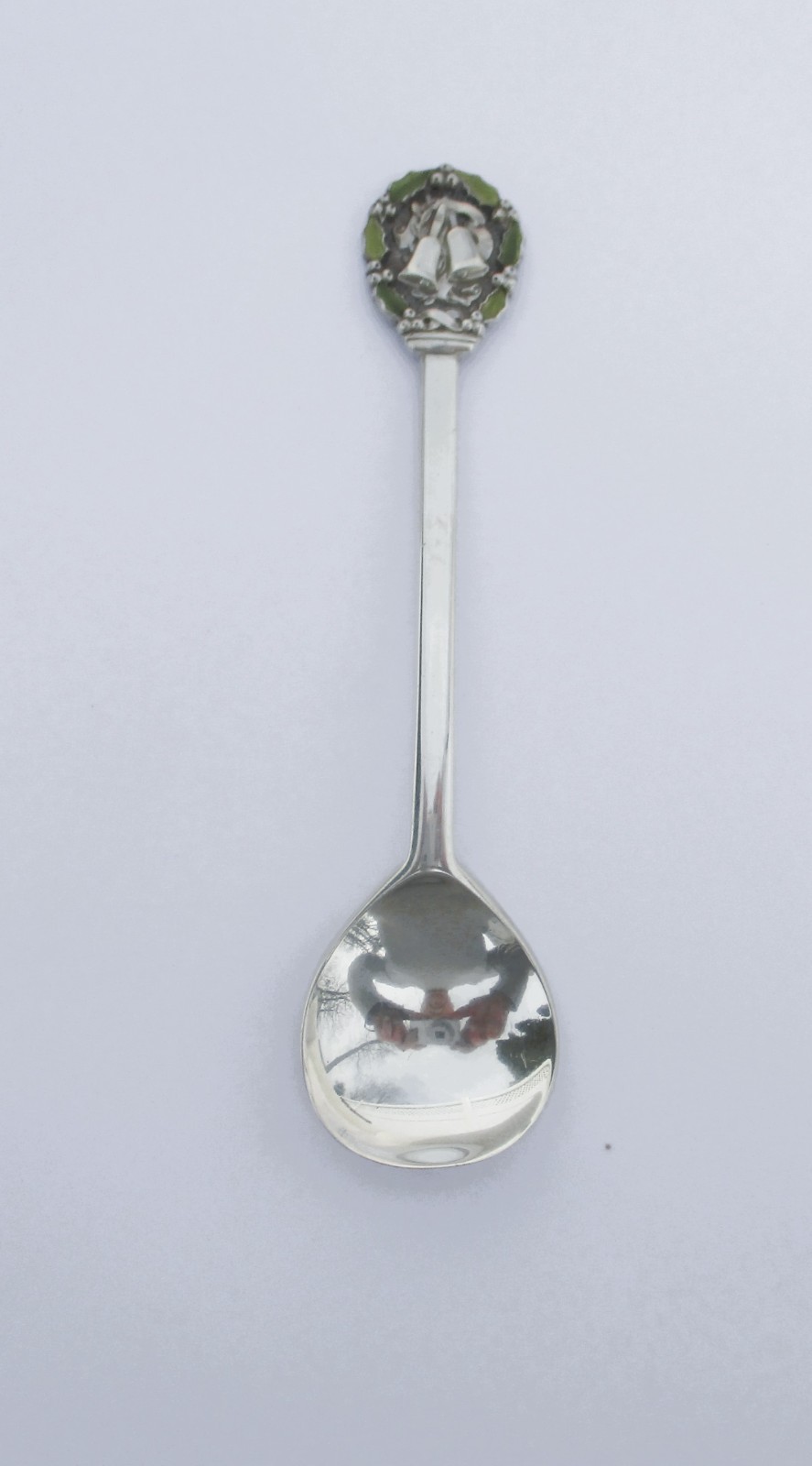 Gorham 1973 Sterling Silver Christmas Spoon Green Enameling, Bells