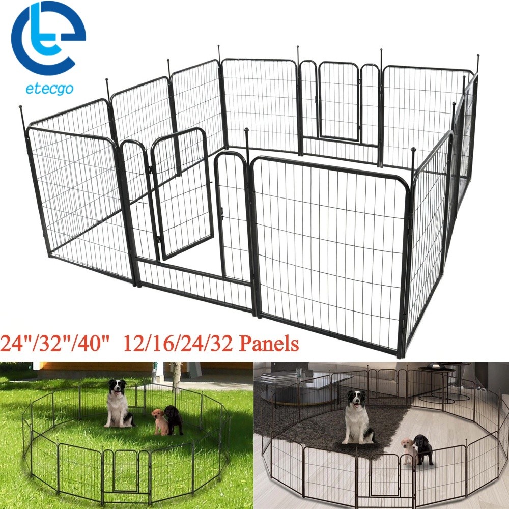 24"/32"/40" Dog Playpen 12/16/24/32 Panels Dog Pen Kennel Fence Outdoor Indoor