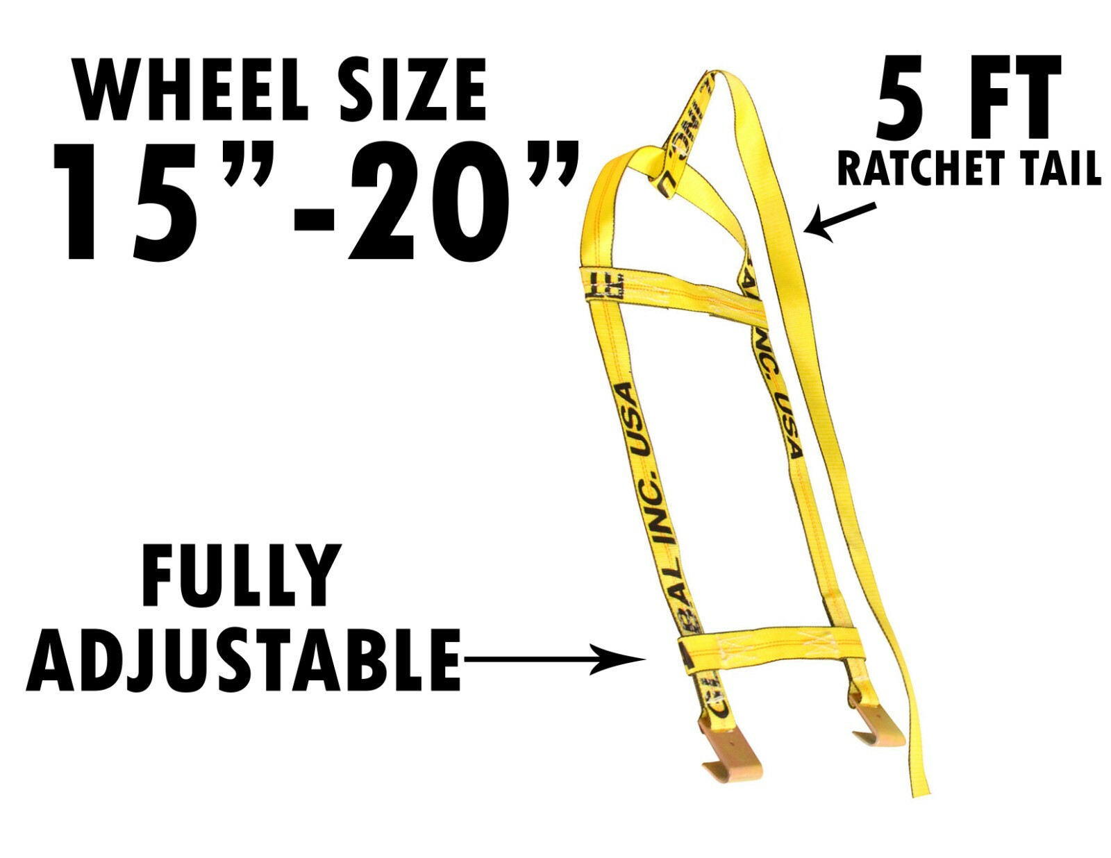 Demco Tow Dolly Wheel Basket Straps With 2" Ratchets for Tie Down Car Carrier