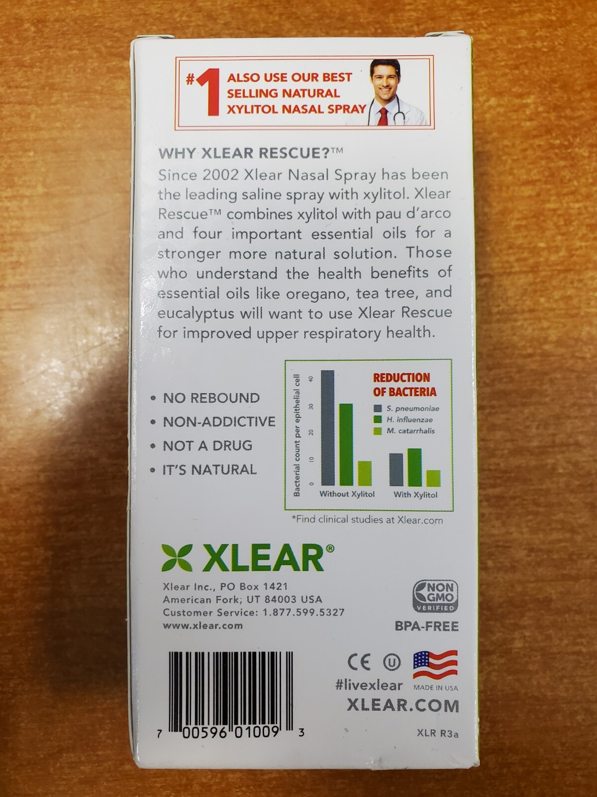 Xlear Rescue Nasal Spray w/ Xylitol All-Natural Nasal Spray 1.5oz. (Exp 5/25) F