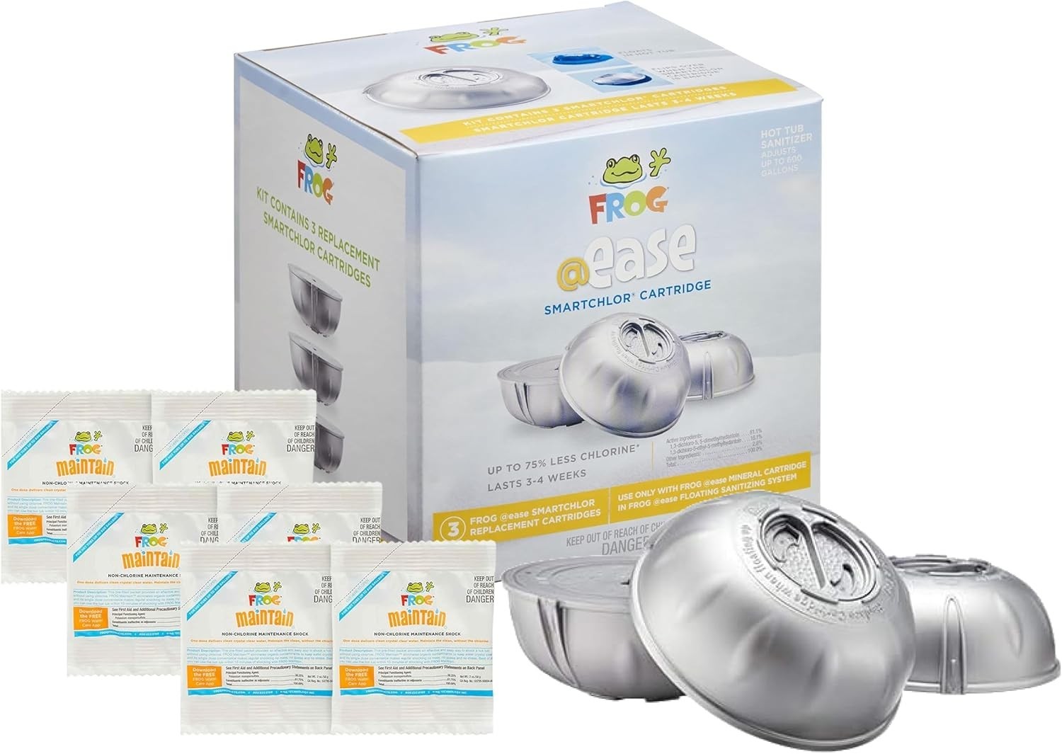 NEW! FROG @Ease Replacement SmartChlor Cartridge 3 Pack with 6 Pack of Maintain