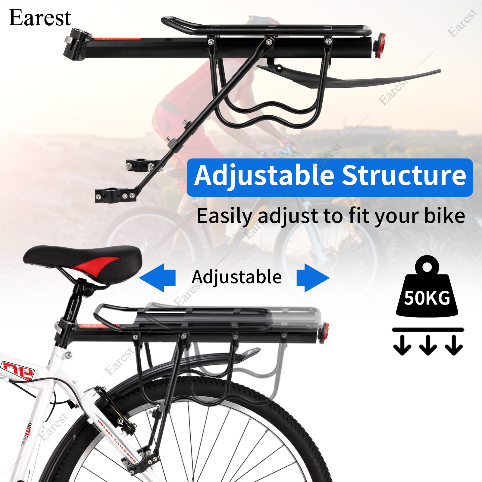 Bike Rear Rack Carrier Pannier Luggage Cargo Bicycle Mountain Bike With Fender