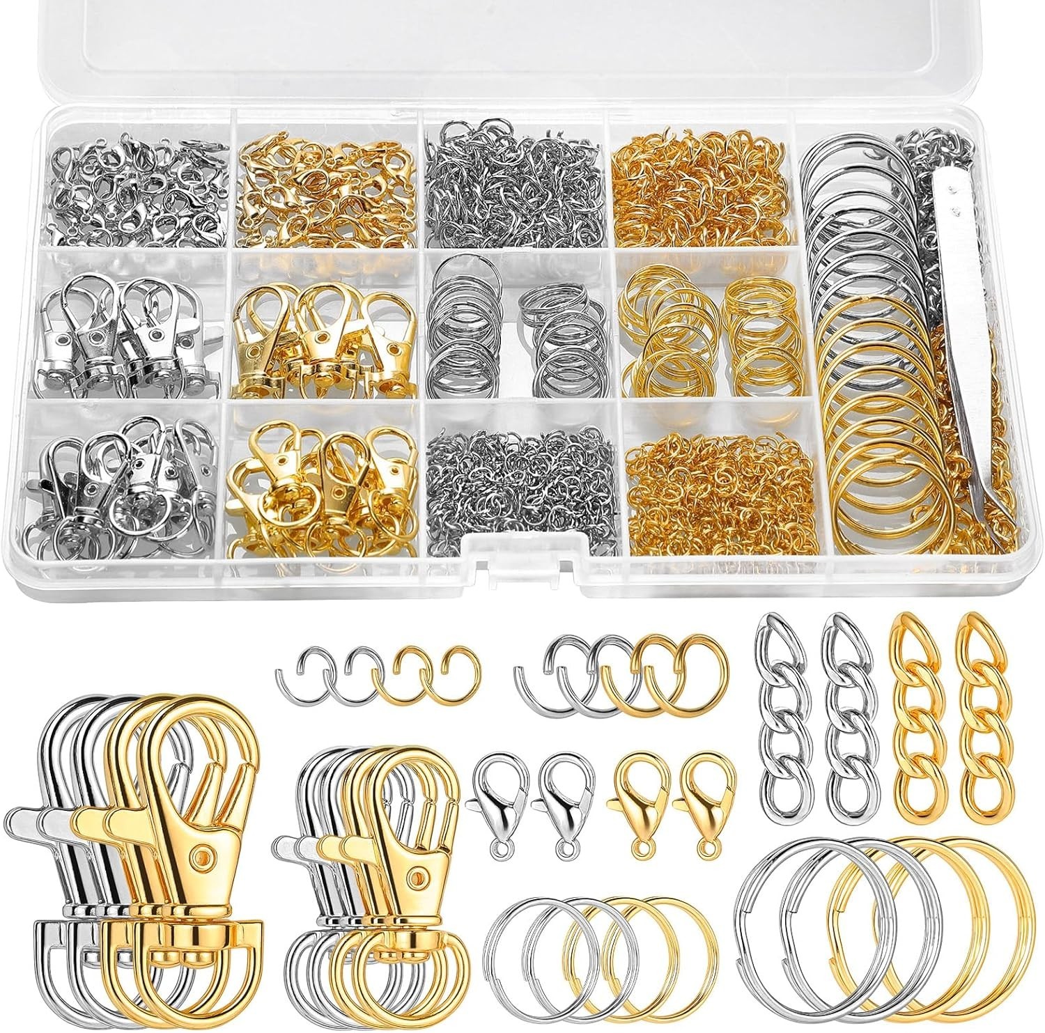 1130PCS Keychain Making Kit Jump Rings for Jewelry DIY Key chain Supplies wit...