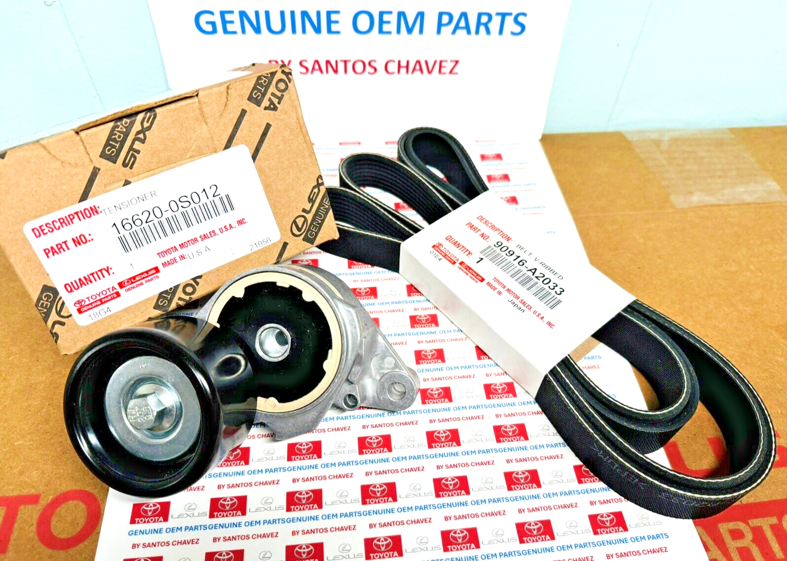 Toyota Tundra, Land Cruiser, Sequoia Drive Belt & Tensioner Kit GENUINE OEM PART