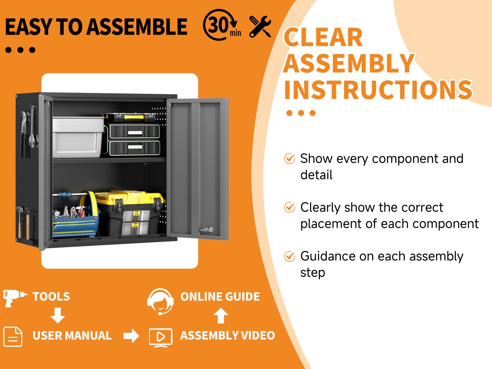 Wall Tool Chest Wall Mounted Tool Box Lockable Tool Storage Cabinet For Garage