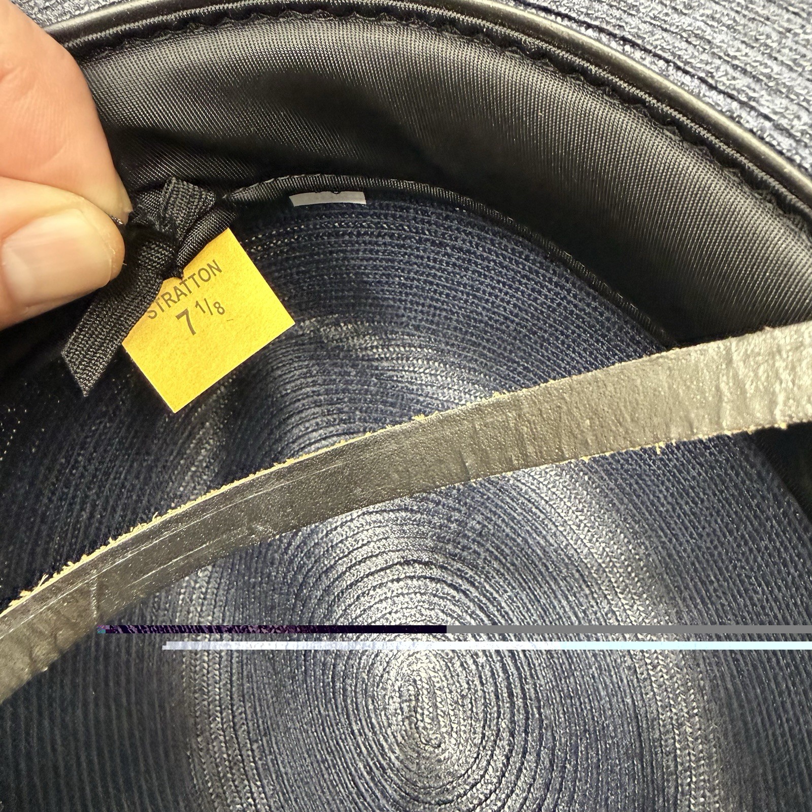 Stratton self forming trooper hat straw navy blue size 7-1/8 (style 42)