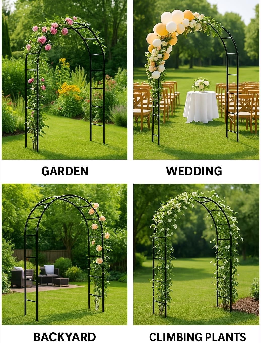 Metal Garden Arch Trellis 7.8FT for Climbing Plants Outdoor Party Decor