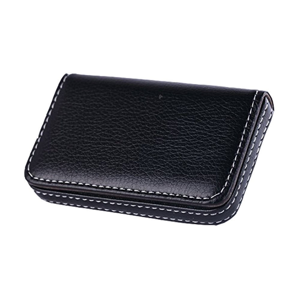 PU Leather Business Card Holder - Professional Pocket Wallet w Magnetic Closure