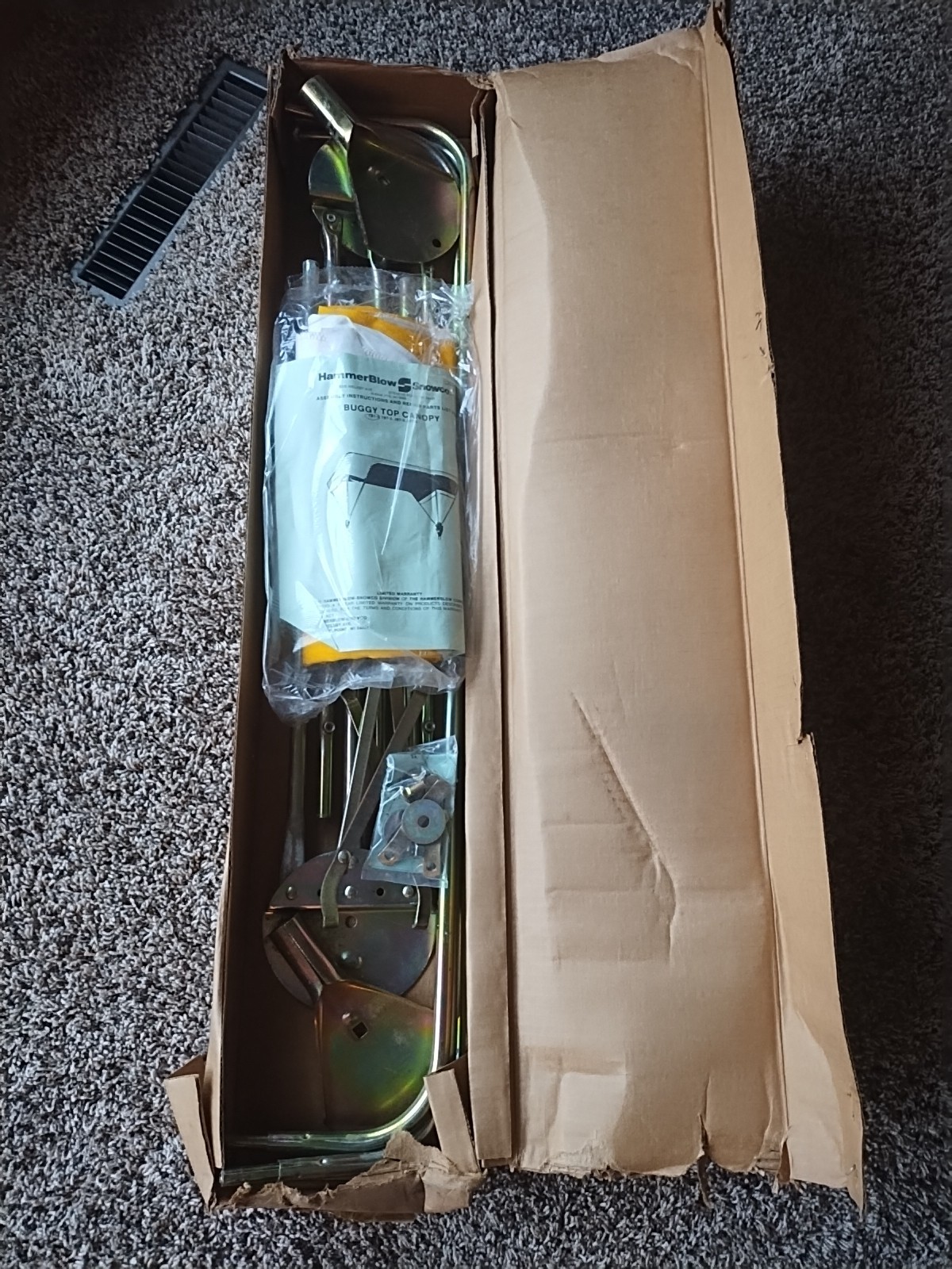 BUGGY TOP Umbrella TRACTOR 3 Bow Frame Yellow White Canopy Minneapolis Moline 40