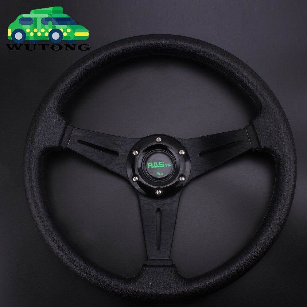 Black 14INCH Universal Aluminum Racing Steering Wheel Drifting Deep Dish 6 Bolt