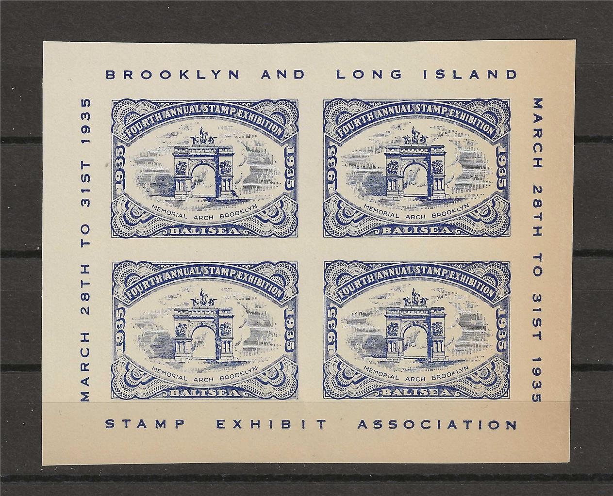 US 1935 Stamp Exhibition Brooklyn & long Island Club Balisea Cinderella MNH