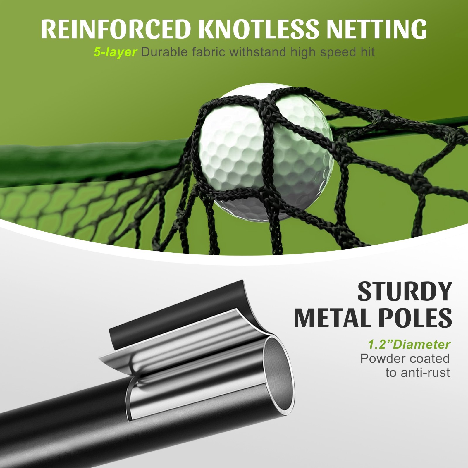 10x7.5 ft Golf Practice Hitting Net with Frame, Netting, Target and Accessories