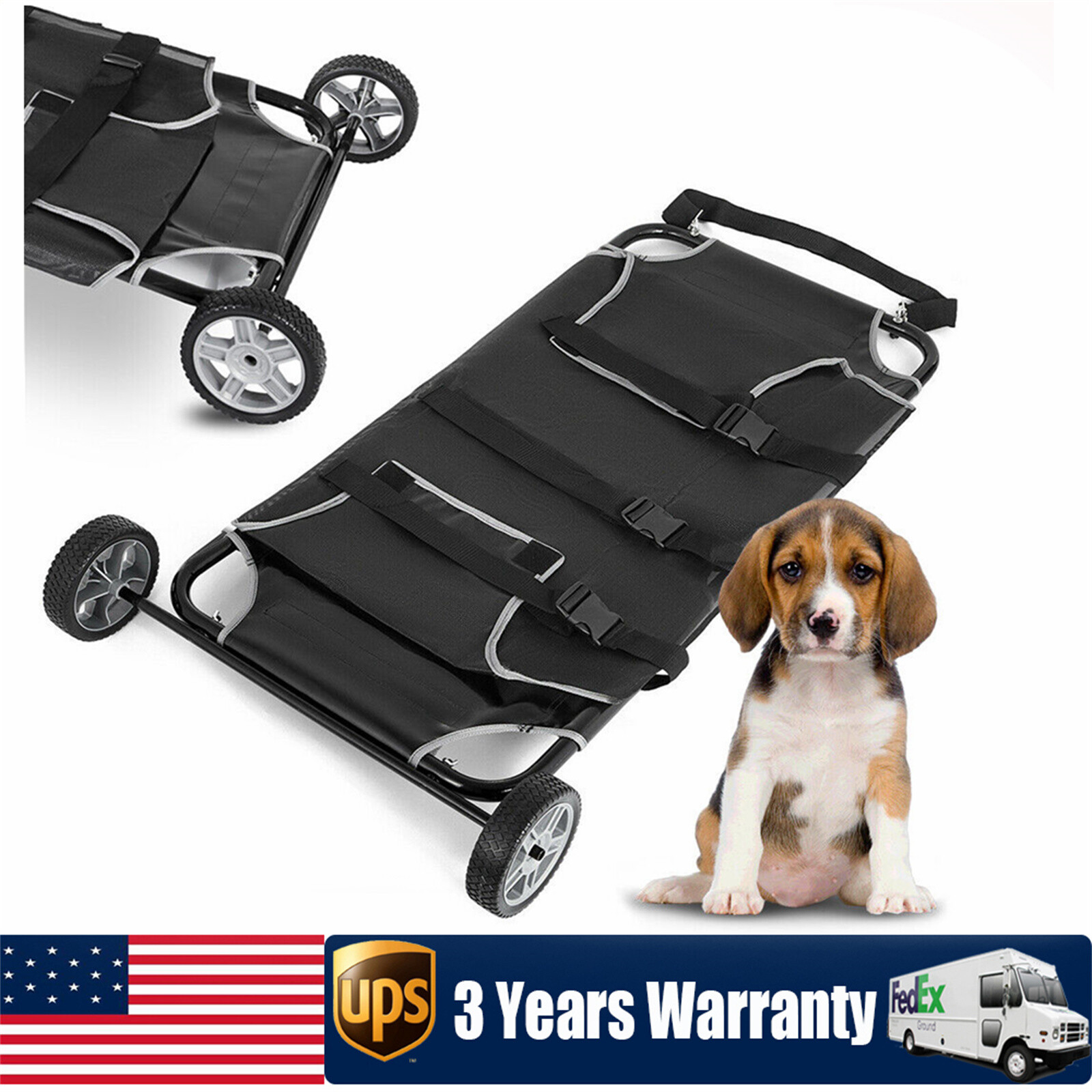 50"*26" Animal Stretcher with 2 Wheels Pet Dog Veterinary Expandable 250lbs Max