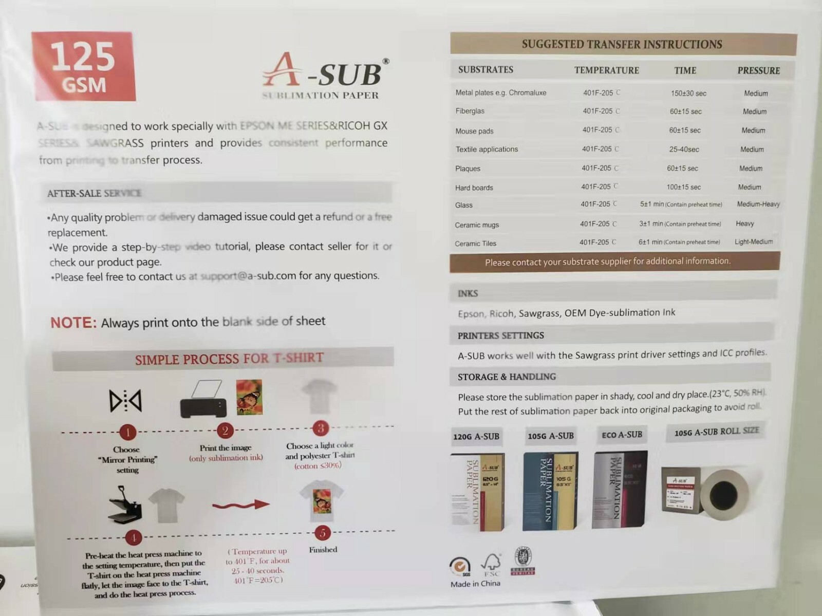 New Epson Printer With 4X100ml Sublimation Ink & 110 Paper 2800 2803 white