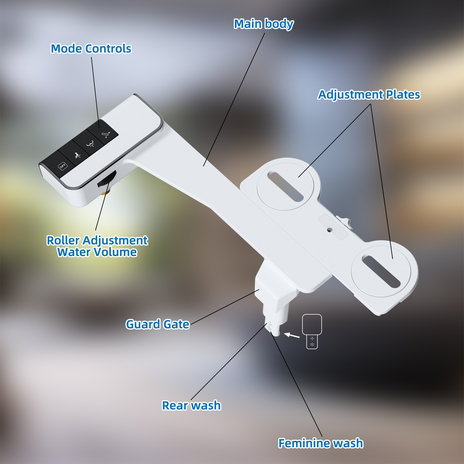 Bidet Fresh Water Spray Kit Non Electric Toilet Seat Attachment with Dual Nozzle