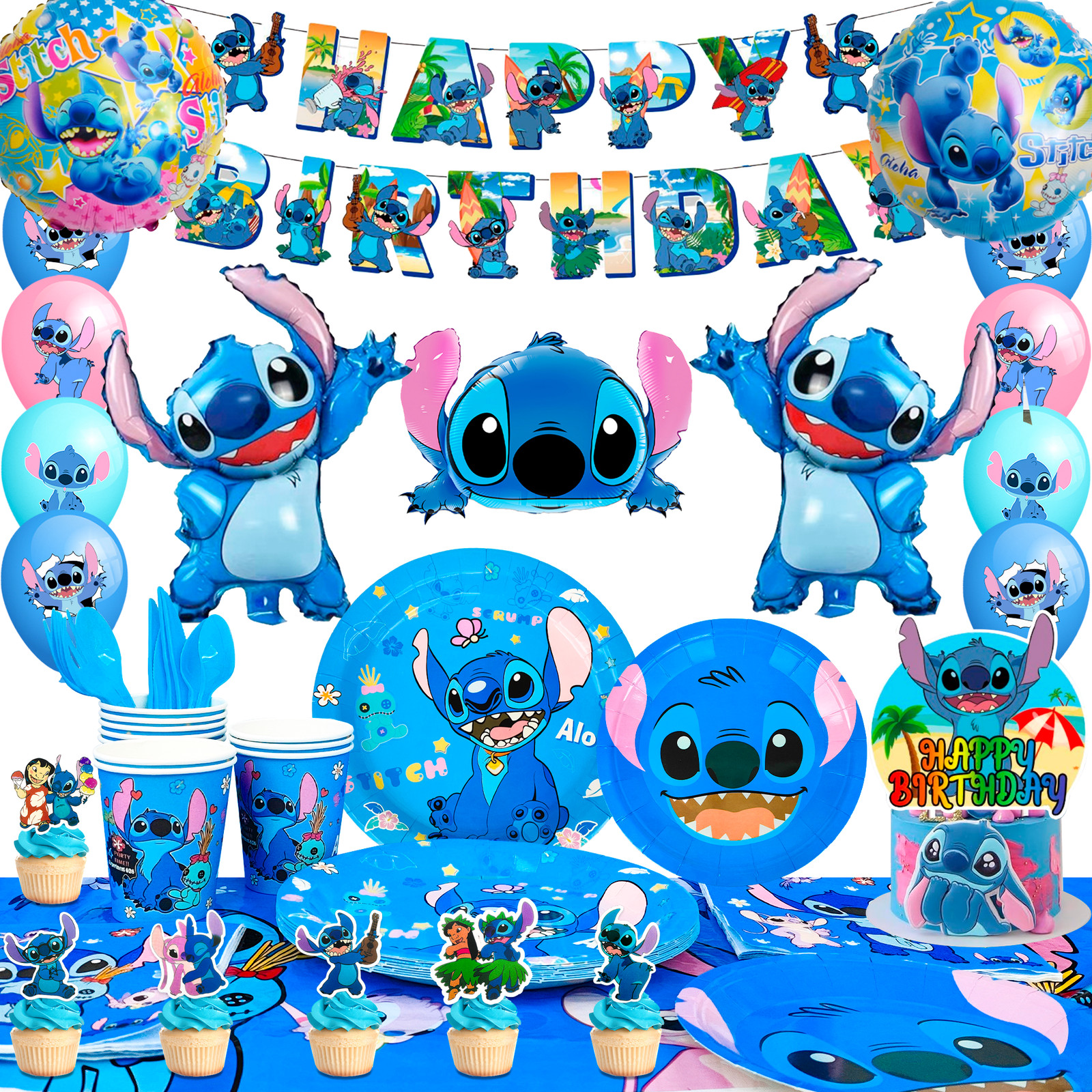Lilo & Stitch Party Decorations Disney Birthday Party Balloons Tablecloth Plate