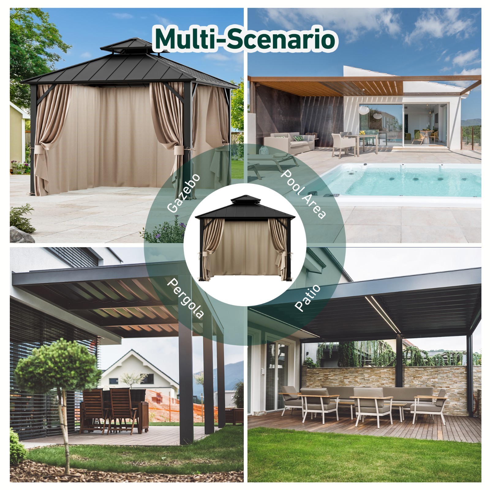 Outdoor Gazebo Canopy Privacy Curtain Replacement Universal 4 / 6 Panel Sidewall