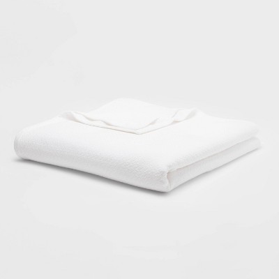 Threshold Throw Bed Blanket Oversized Cotton 92x90 Lightweight White Full/Queen