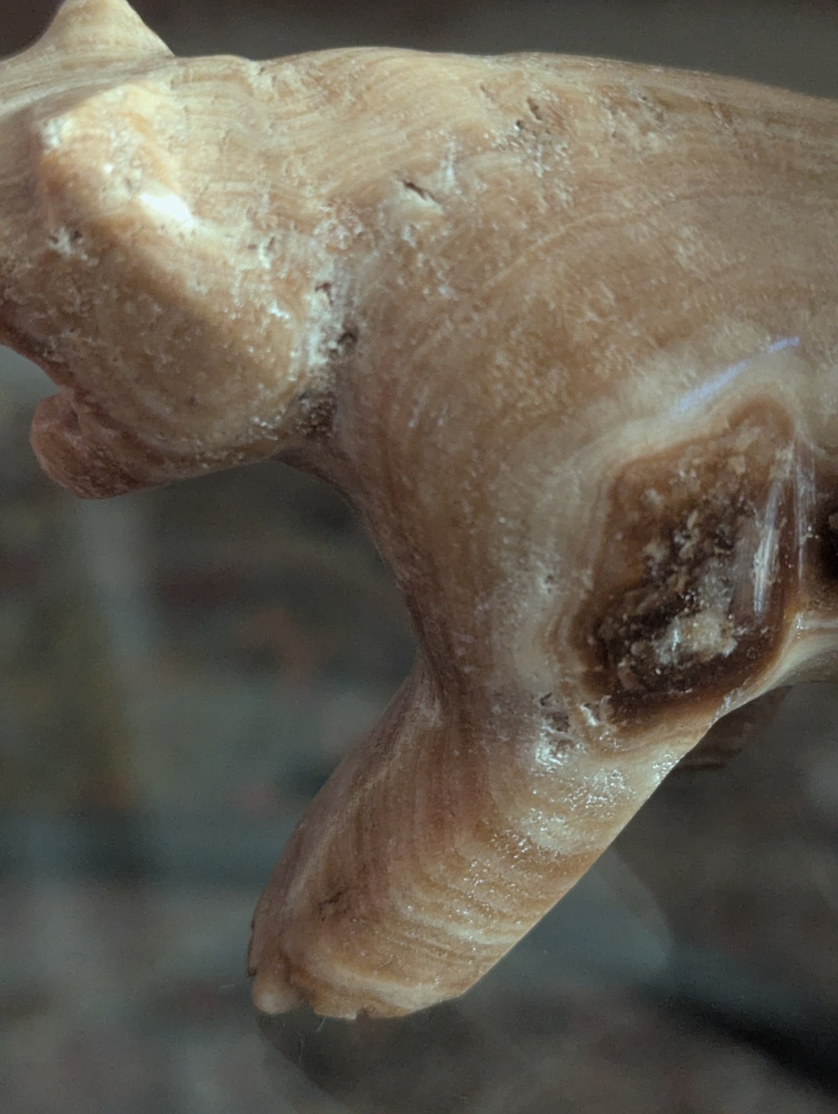 Vintage Carved Stone Panther Puma Cat Statue Figurine Mountain Lion Natural Art