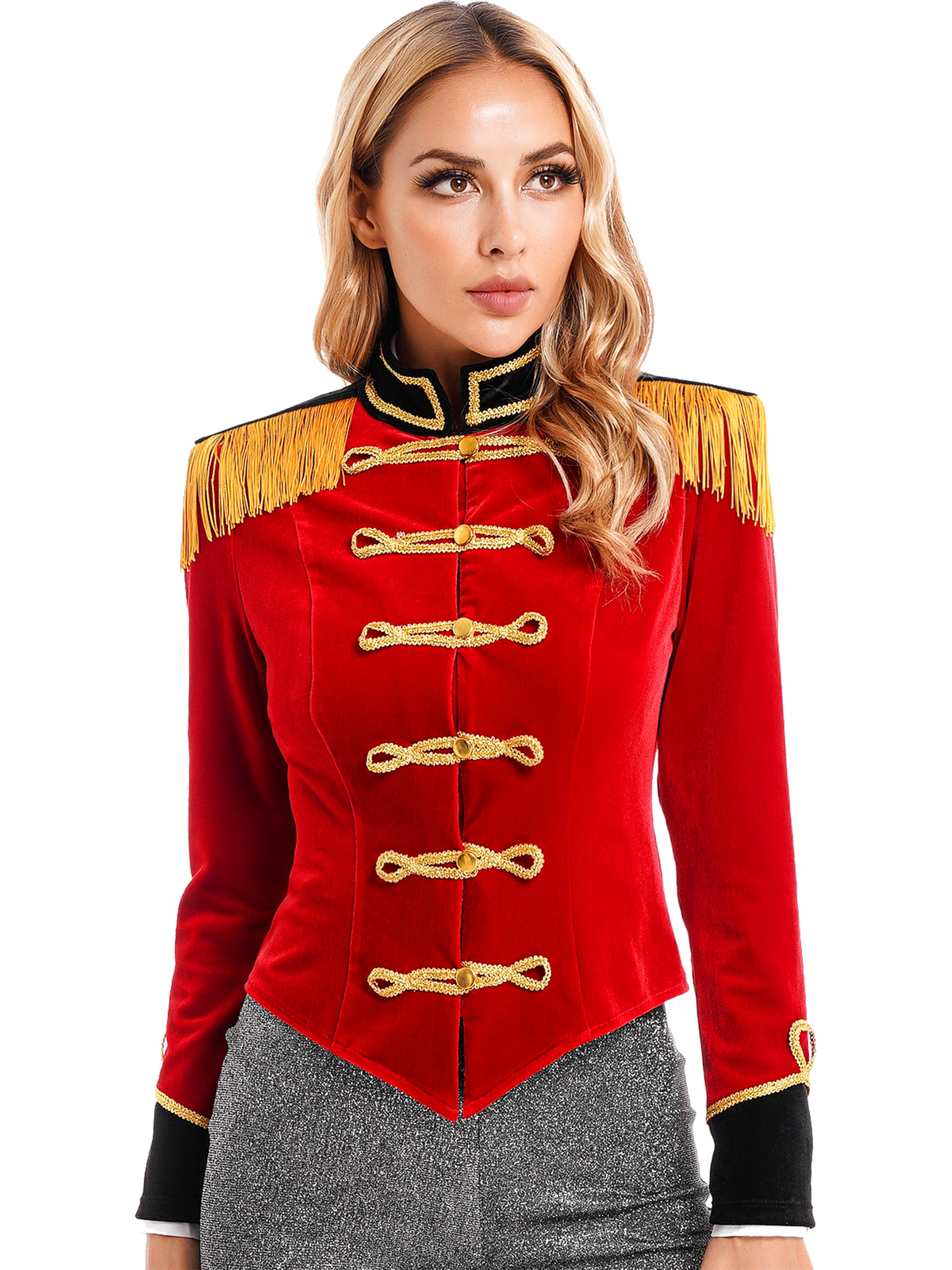 YiZYiF Women Circus Ringmaster Costume Long Sleeve Jacket Coat Halloween Cosplay
