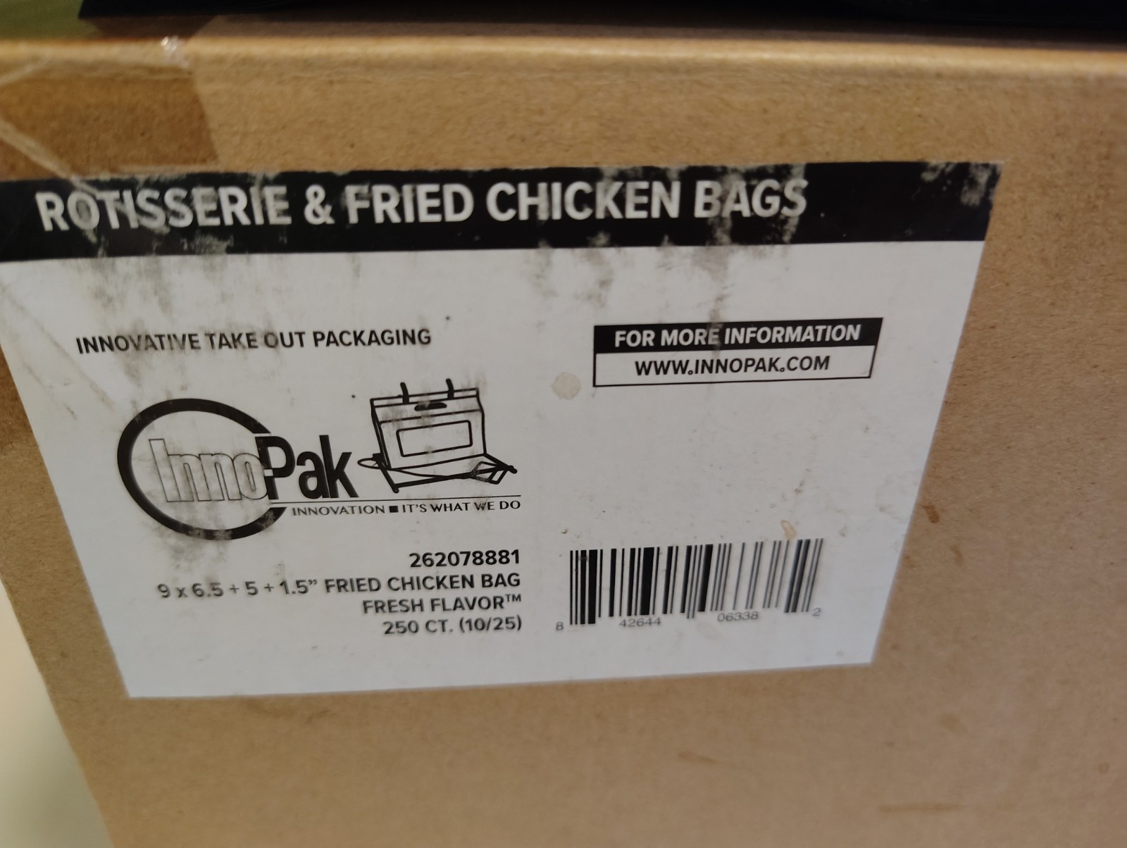 INNPAK FLAVOR FRESH ROTISSERIE/FRIED CHICKEN TAKE OUT BAGS 9X6.5X5X1.5 250 COUNT