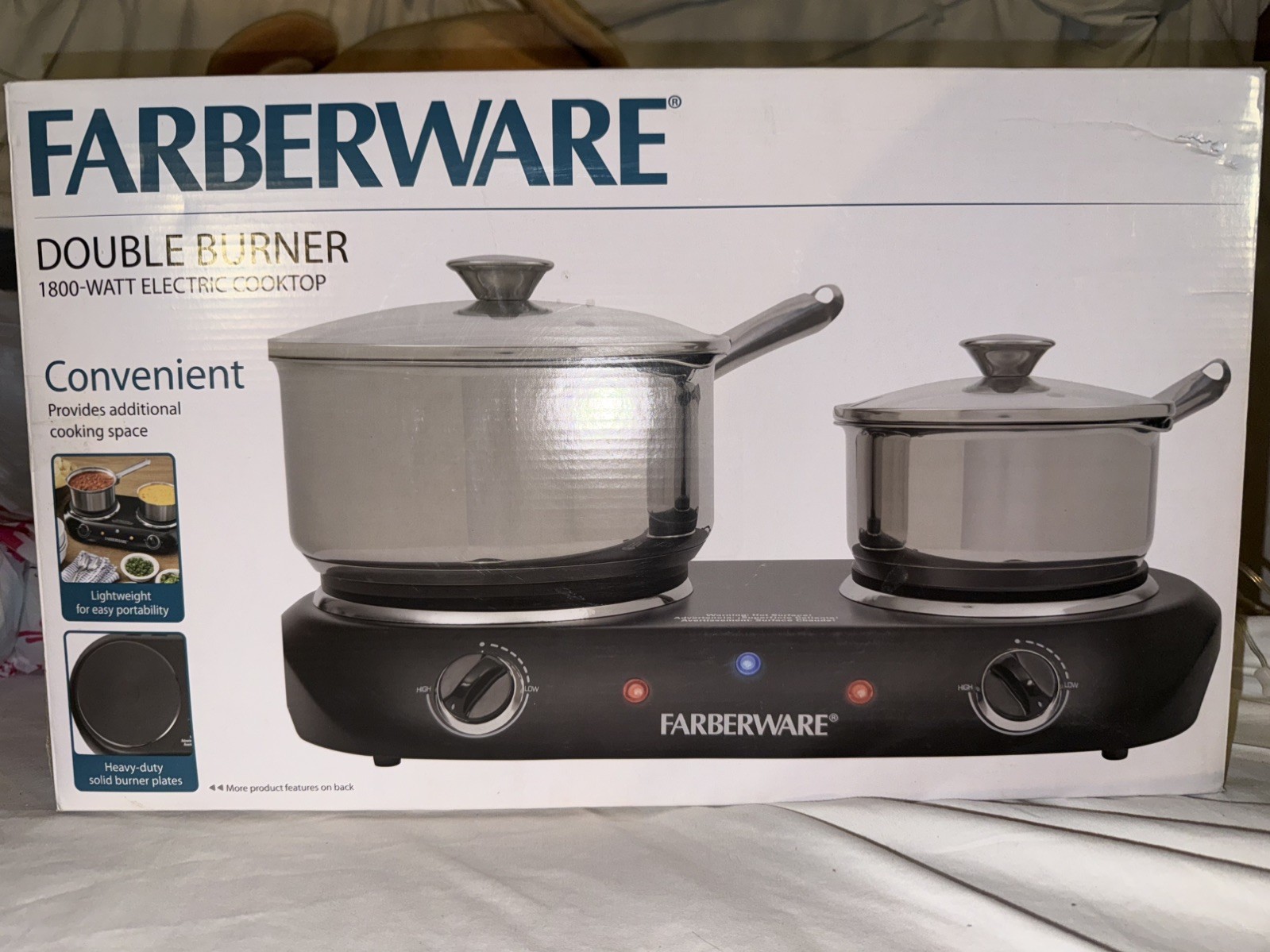 Farberware Royalty 1800 Watt Double Burner Black Electric Cooktop