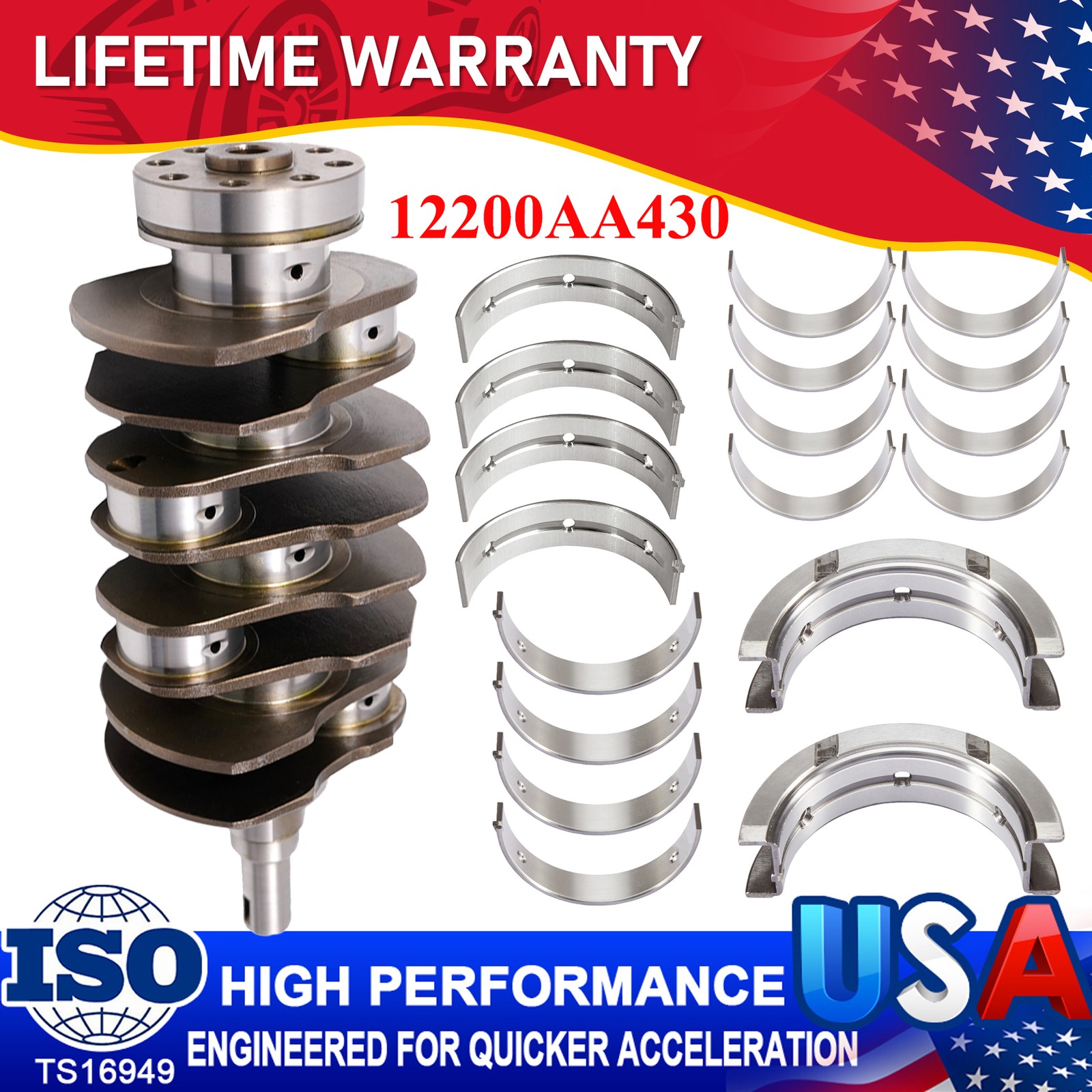 Crankshaft & Main +Rod Bearing for 2004-2018 Subaru Impreza EJ255 EJ257 WRX 2.5L