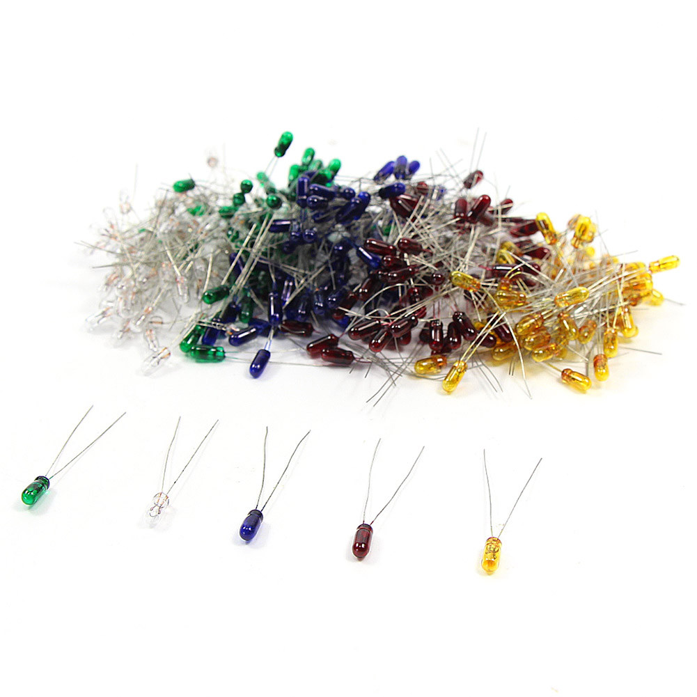 100pcs 3mm 12V Mini Grain of Wheat Bulbs 5 Mixed Colors R/Y/B/G/W MP02