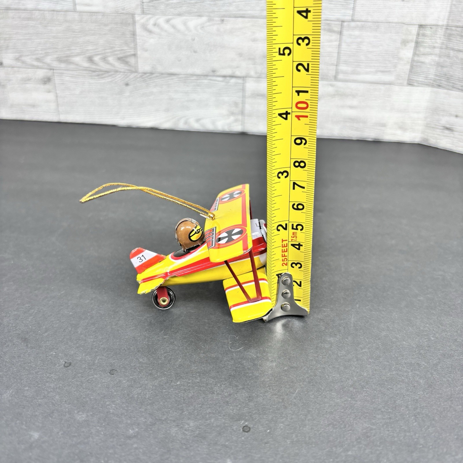 Schylling Bi-Plane Tin Toy Christmas Ornament Collector Series 3.5in