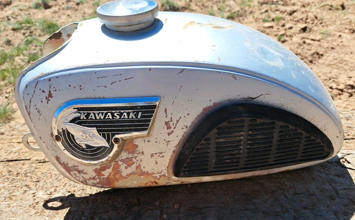 Vintage 1960's Kawasaki Motorcycle Fuel Tank Original Condition See Photos