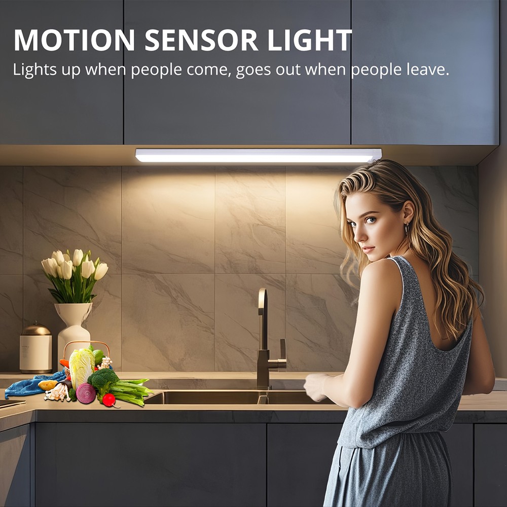 Magnetic Under Cabinet Lighting USB Rechargeable Smart Motion Sensor – 4 Pack