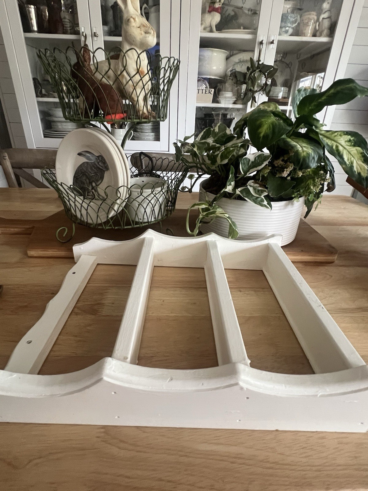 Vintage 3-Tier Wall Shelf painted White Dispay Spice Cottagecore , Farmhouse